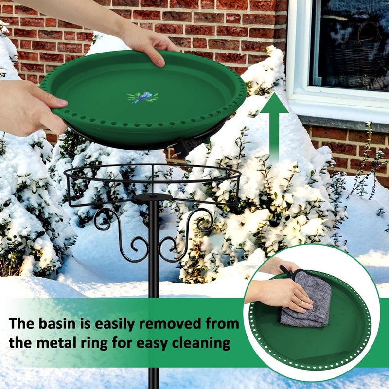 Lovppy Heated Bird Bath, 100W Thermostatically Controlled Heated Bird Baths for Outdoors Bird Bath Heater with Metal Stake, Heated Bird Bath for Outside Winter Garden Patio Yard Lawn (Green) - Image 4